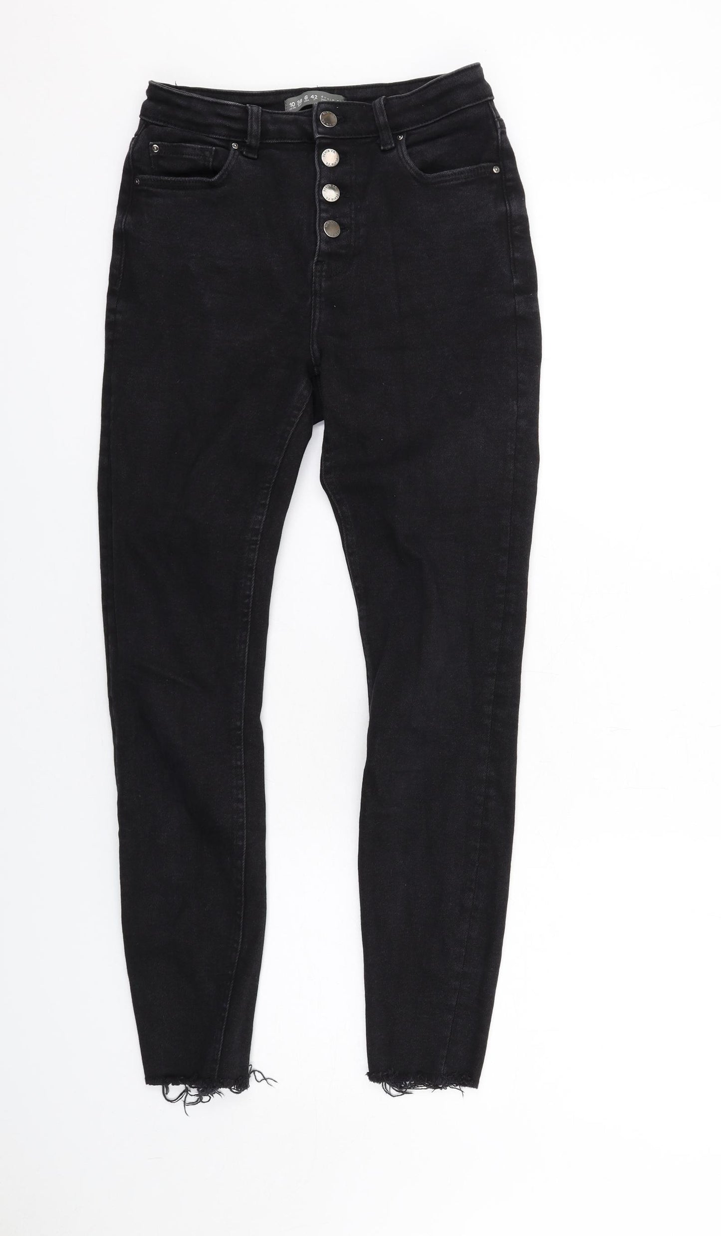 Denim & Co. Womens Black Cotton Skinny Jeans Size 10 L28 in Regular Button