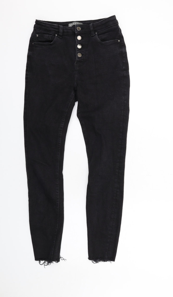 Denim & Co. Womens Black Cotton Skinny Jeans Size 10 L28 in Regular Button