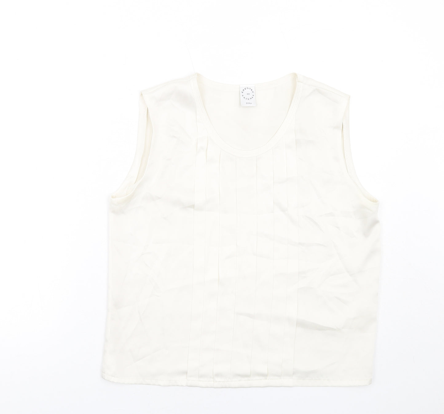 Country Casuals Womens Ivory Polyester Basic Blouse Size S Round Neck