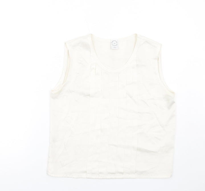 Country Casuals Womens Ivory Polyester Basic Blouse Size S Round Neck