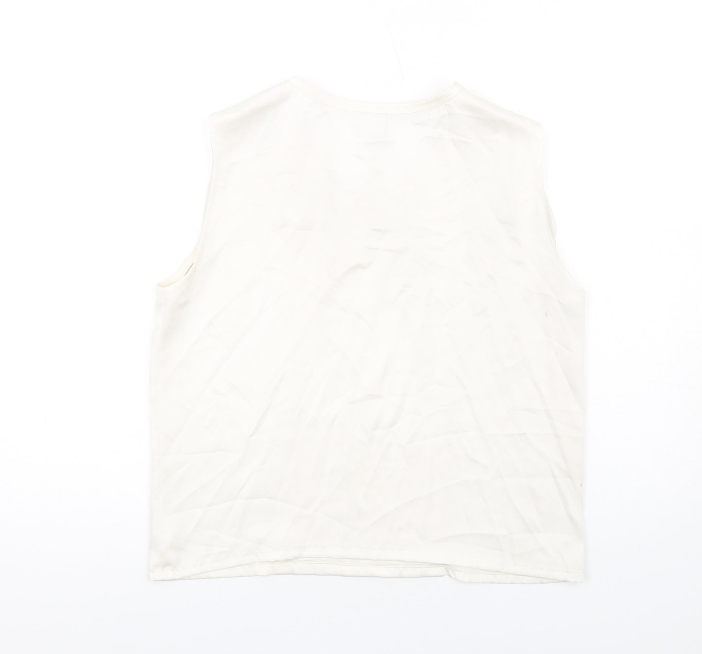 Country Casuals Womens Ivory Polyester Basic Blouse Size S Round Neck