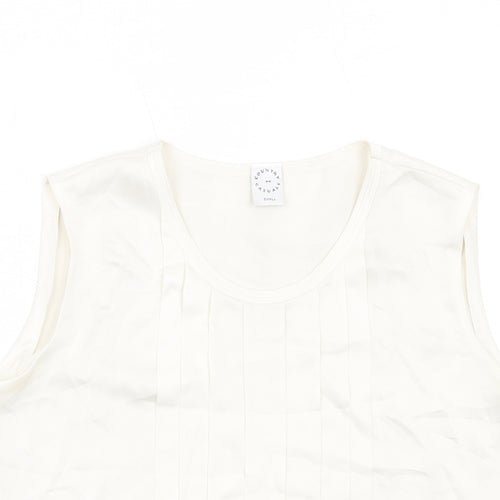Country Casuals Womens Ivory Polyester Basic Blouse Size S Round Neck