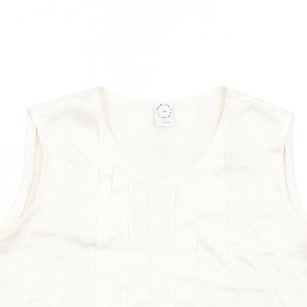 Country Casuals Womens Ivory Polyester Basic Blouse Size S Round Neck