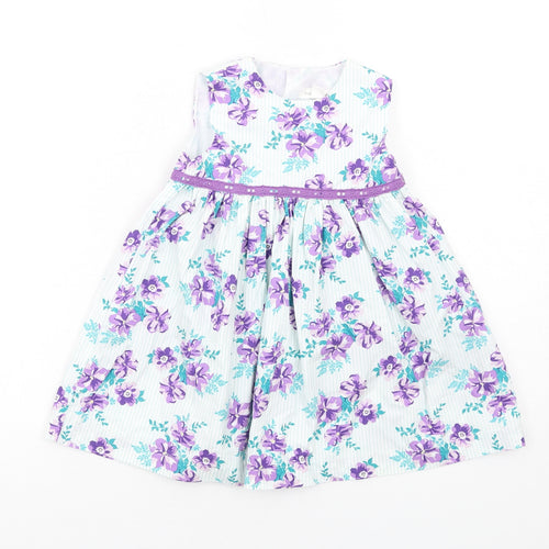 Pumpkin Patch Girls Multicoloured Floral Cotton Fit & Flare Size 12-18 Months Round Neck Button