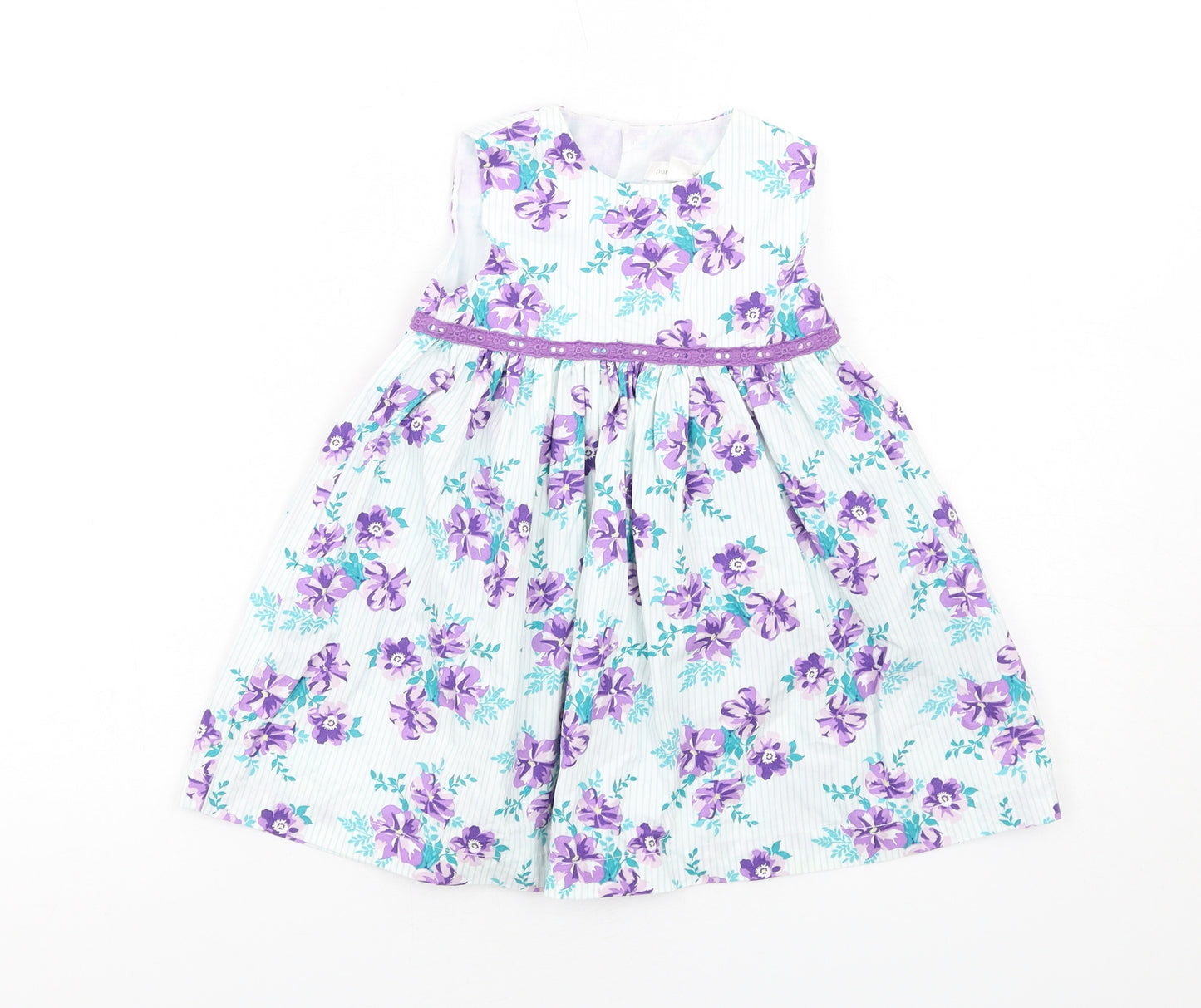 Pumpkin Patch Girls Multicoloured Floral Cotton Fit & Flare Size 12-18 Months Round Neck Button