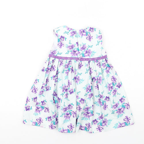 Pumpkin Patch Girls Multicoloured Floral Cotton Fit & Flare Size 12-18 Months Round Neck Button