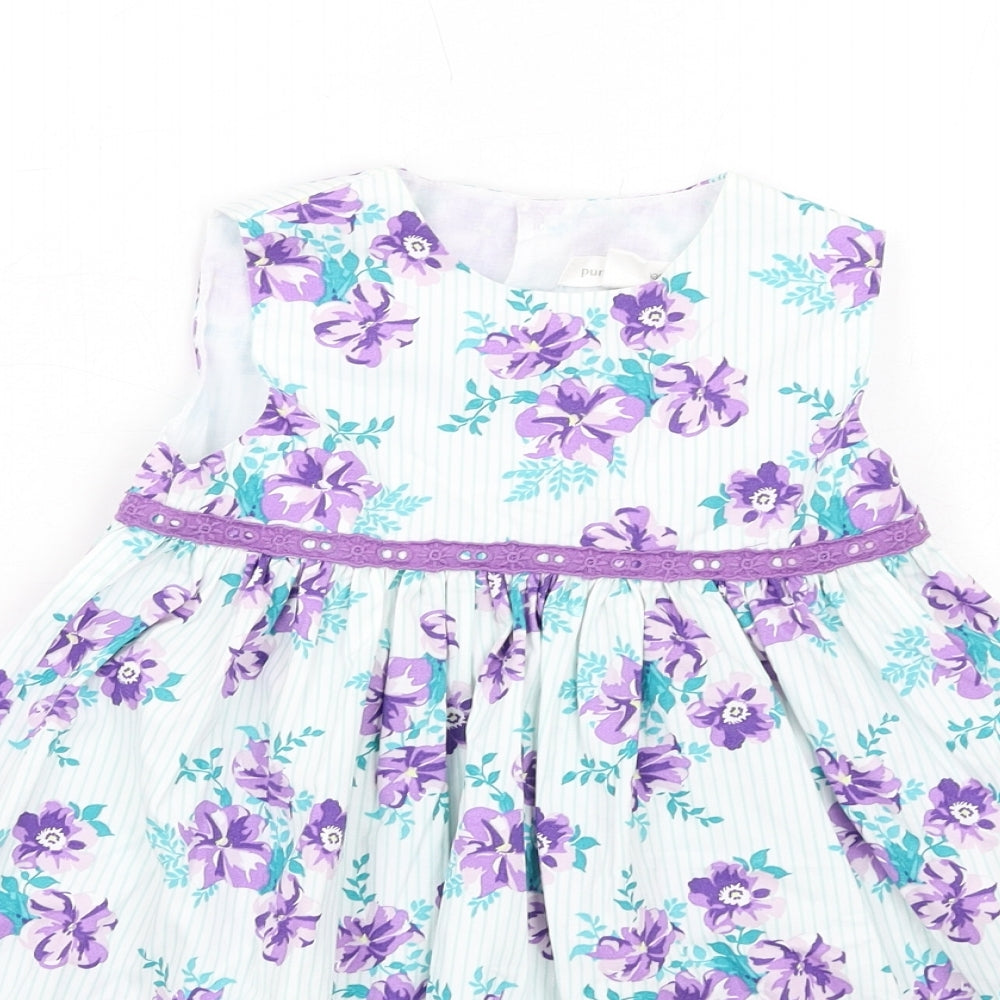 Pumpkin Patch Girls Multicoloured Floral Cotton Fit & Flare Size 12-18 Months Round Neck Button