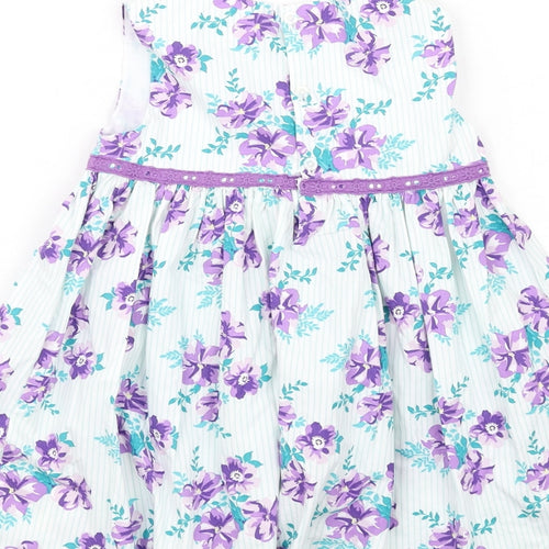 Pumpkin Patch Girls Multicoloured Floral Cotton Fit & Flare Size 12-18 Months Round Neck Button