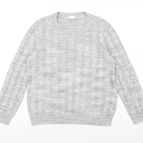 H&M Womens Grey Round Neck Acrylic Pullover Jumper Size L
