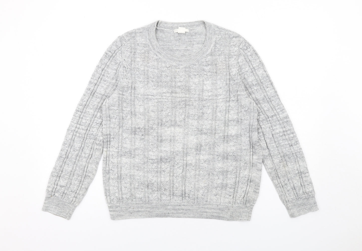 H&M Womens Grey Round Neck Acrylic Pullover Jumper Size L