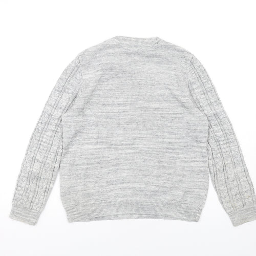 H&M Womens Grey Round Neck Acrylic Pullover Jumper Size L