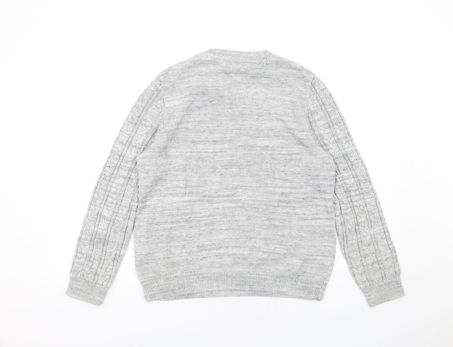 H&M Womens Grey Round Neck Acrylic Pullover Jumper Size L