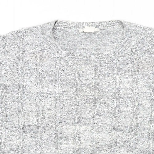 H&M Womens Grey Round Neck Acrylic Pullover Jumper Size L