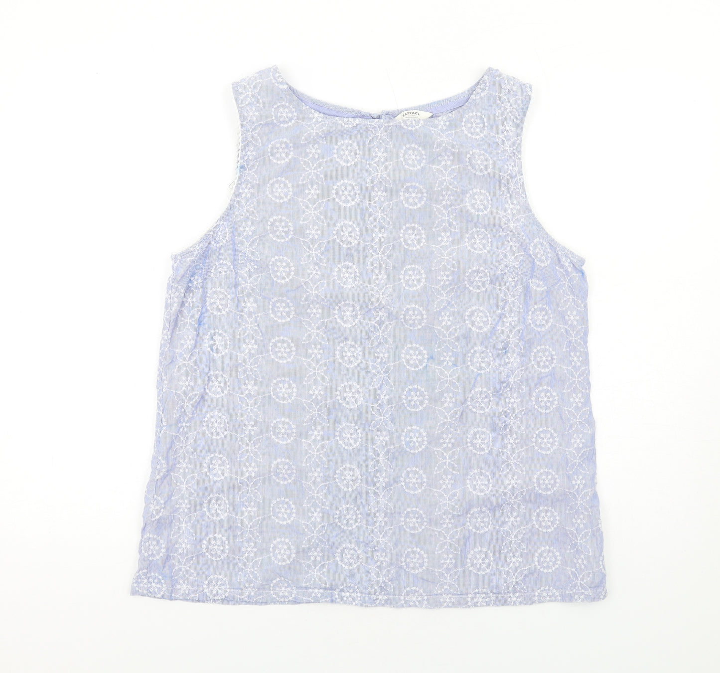 Fat Face Womens Blue Geometric Cotton Basic Tank Size 16 Boat Neck