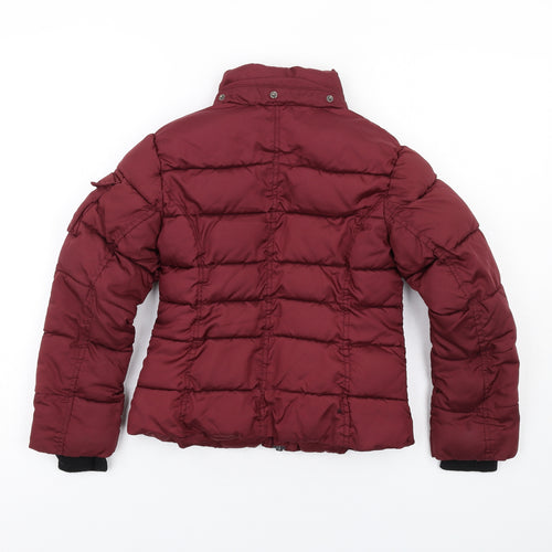 H&M Girls Red Puffer Jacket Coat Size 8-9 Years Zip