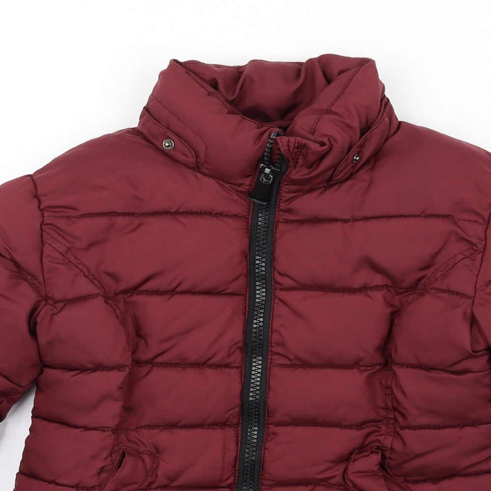 H&M Girls Red Puffer Jacket Coat Size 8-9 Years Zip