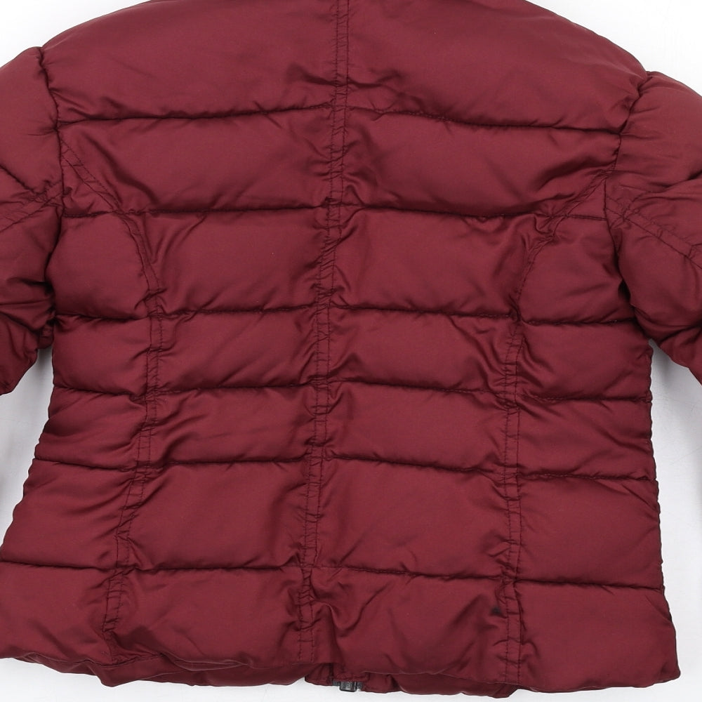 H&M Girls Red Puffer Jacket Coat Size 8-9 Years Zip