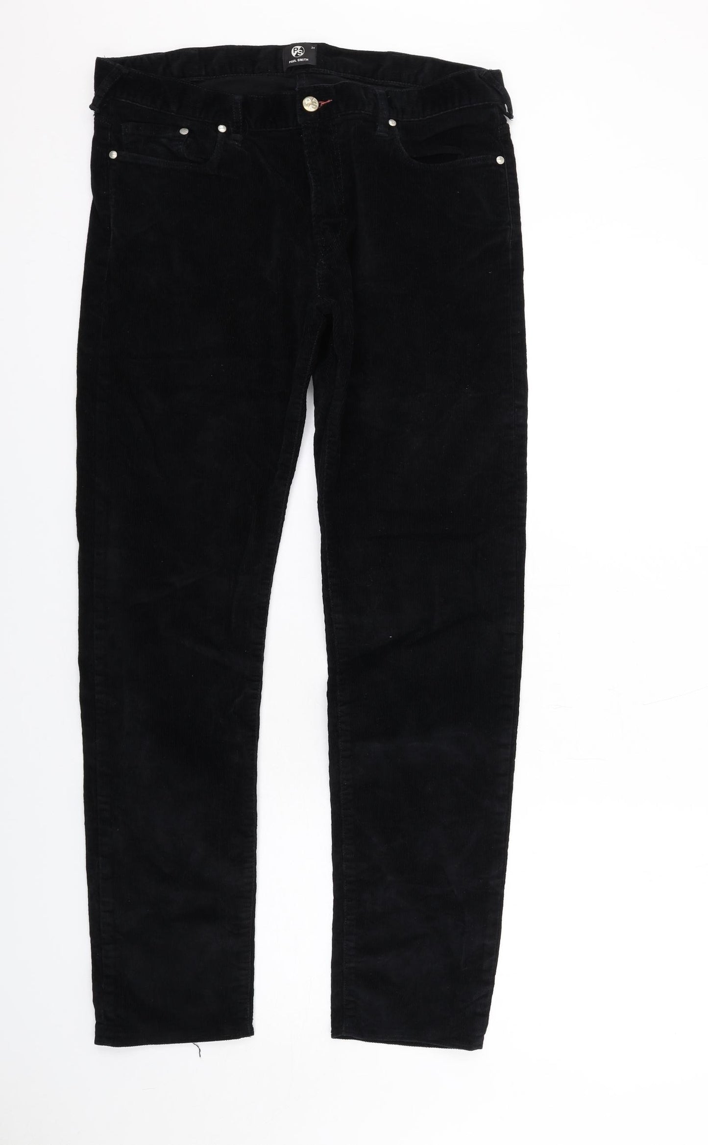 Paul Smith Womens Black Cotton Trousers Size 16 L31 in Regular Zip