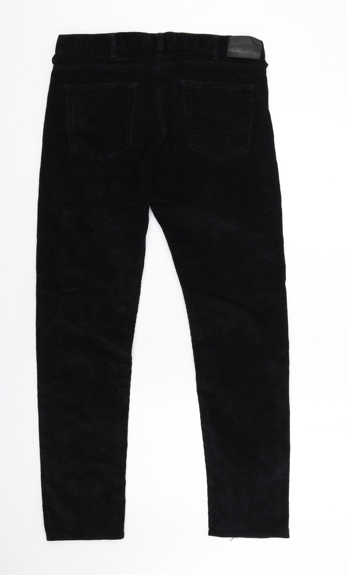 Paul Smith Womens Black Cotton Trousers Size 16 L31 in Regular Zip