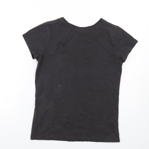 Animal Womens Grey Cotton Basic T-Shirt Size 10 Crew Neck