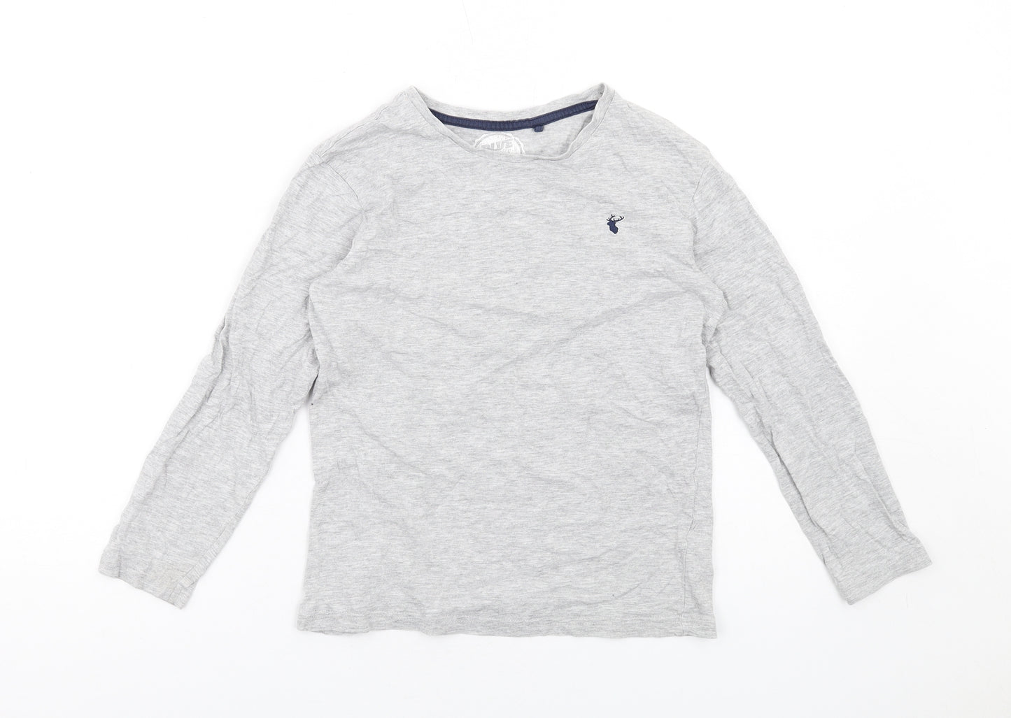 Blue Zoo Boys Grey Cotton Basic T-Shirt Size 9-10 Years Round Neck Pullover
