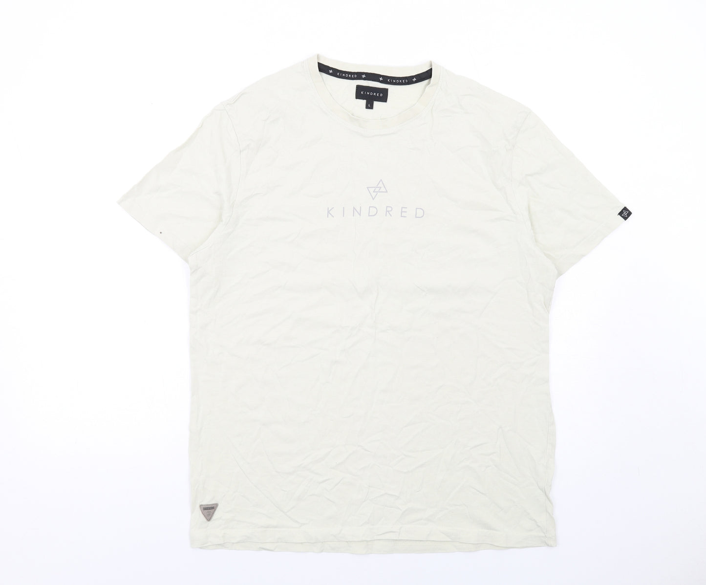 Kindred Womens Ivory Cotton Basic T-Shirt Size L Crew Neck