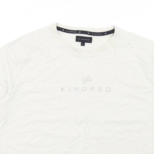 Kindred Womens Ivory Cotton Basic T-Shirt Size L Crew Neck