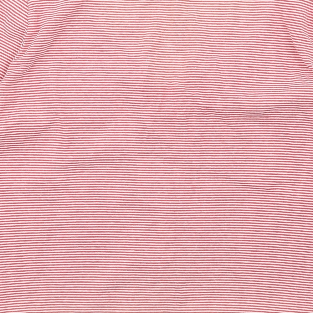 Marks and Spencer Womens Red Striped Cotton Basic T-Shirt Size 16 V-Neck