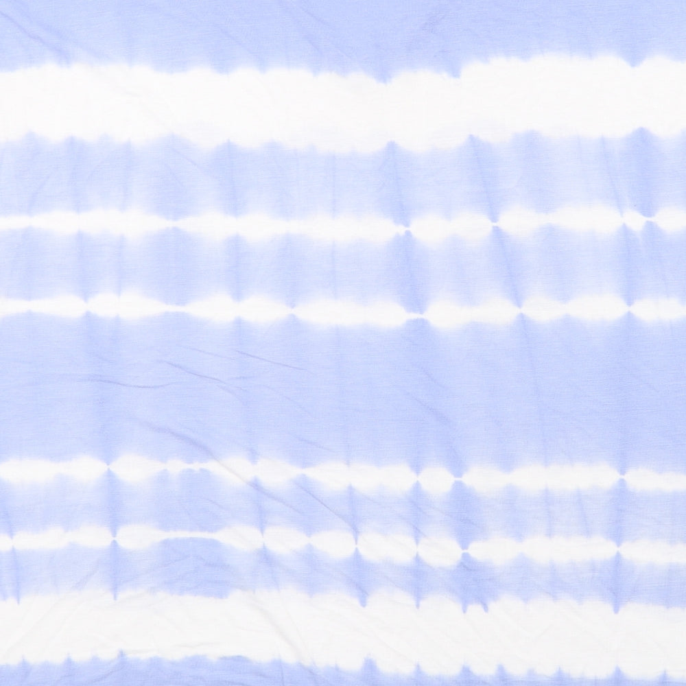 Marks and Spencer Womens Blue Viscose Basic T-Shirt Size 18 V-Neck - Tie-Dye