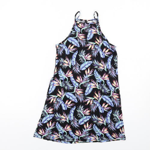 H&M Womens Multicoloured Geometric Viscose Tank Dress Size 6 Square Neck Pullover