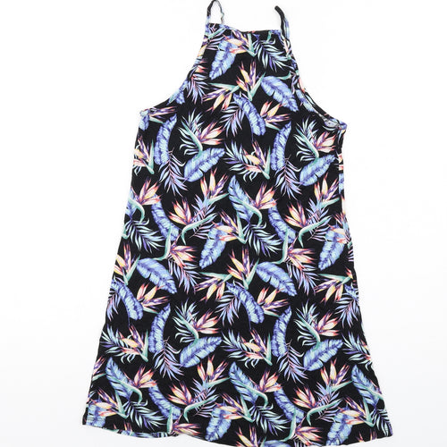 H&M Womens Multicoloured Geometric Viscose Tank Dress Size 6 Square Neck Pullover
