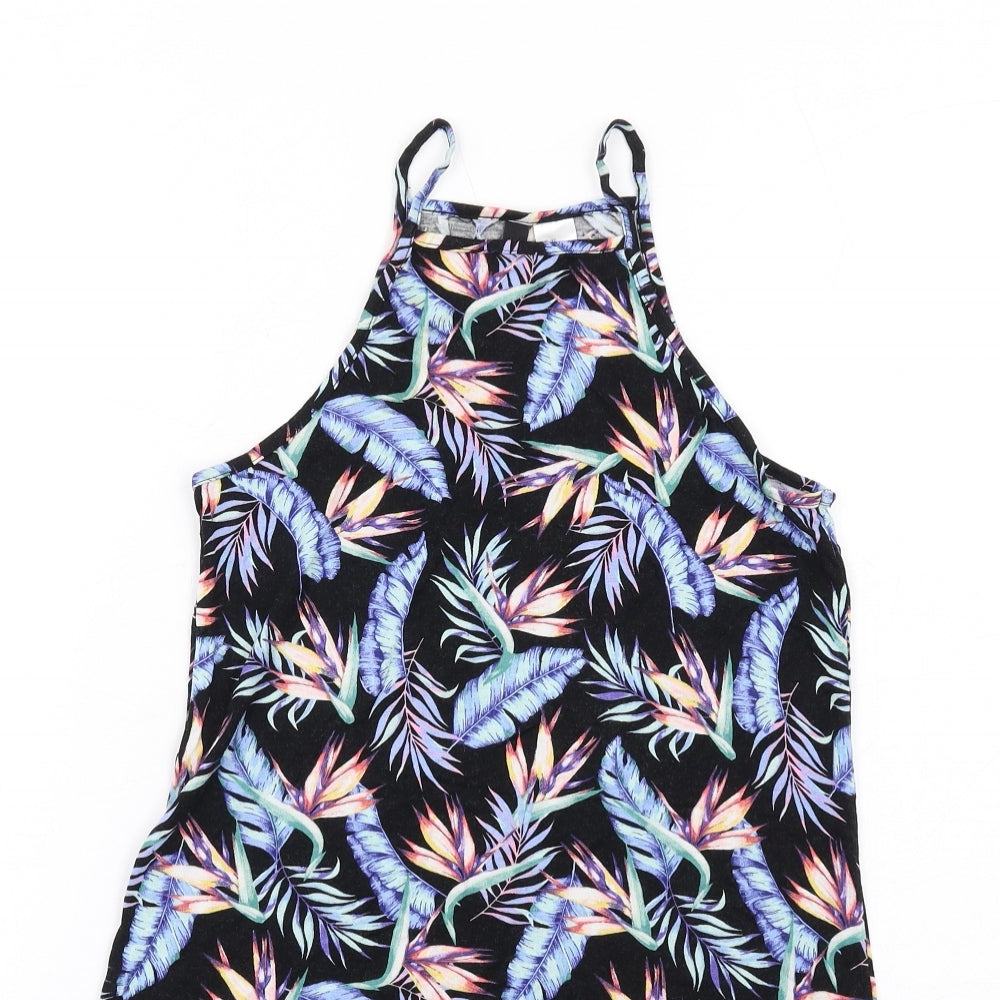 H&M Womens Multicoloured Geometric Viscose Tank Dress Size 6 Square Neck Pullover