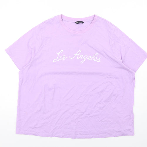 Marks and Spencer Womens Purple Cotton Basic T-Shirt Size 22 Crew Neck - Los Angeles