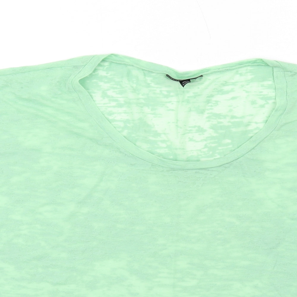 Topshop Womens Green Cotton Basic T-Shirt Size 8 Round Neck