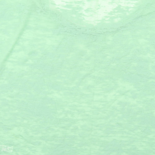 Topshop Womens Green Cotton Basic T-Shirt Size 8 Round Neck