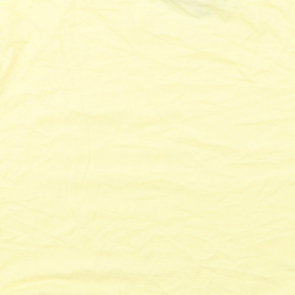 New Look Womens Yellow Cotton Basic T-Shirt Size 12 Crew Neck