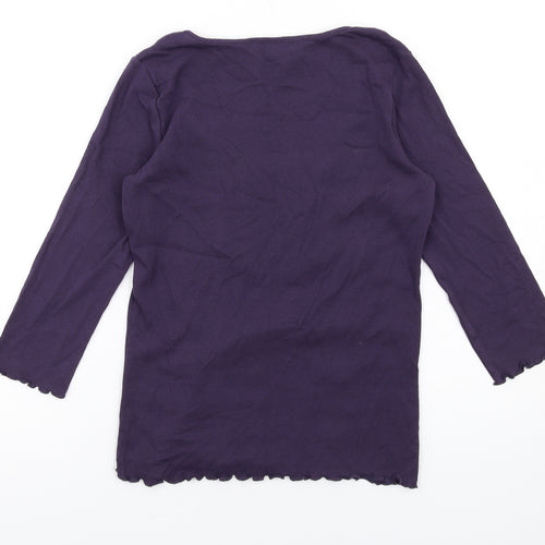 Per Una Womens Purple Cotton Basic T-Shirt Size 10 Scoop Neck