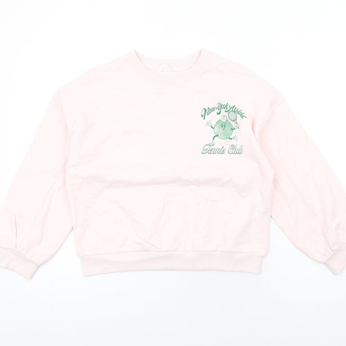 Marks and Spencer Girls Pink Cotton Pullover Sweatshirt Size 10-11 Years Pullover - New York Athletic