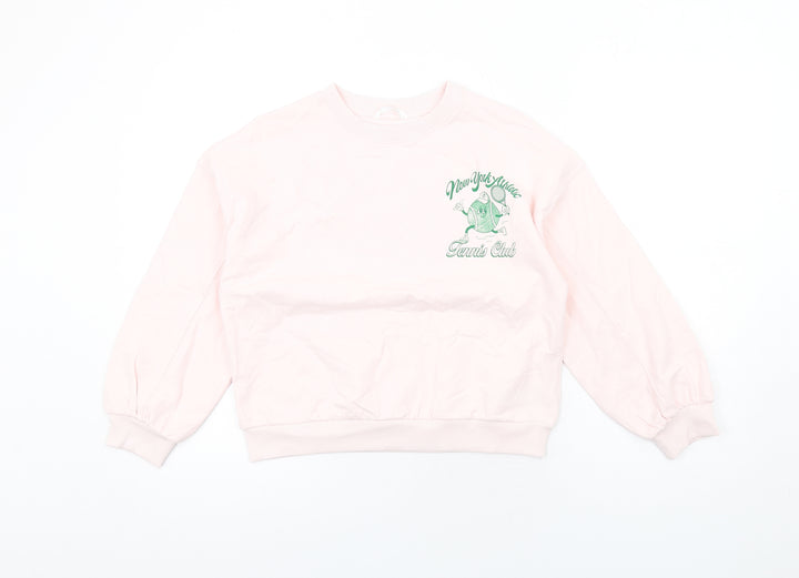 Marks and Spencer Girls Pink Cotton Pullover Sweatshirt Size 10-11 Years Pullover - New York Athletic
