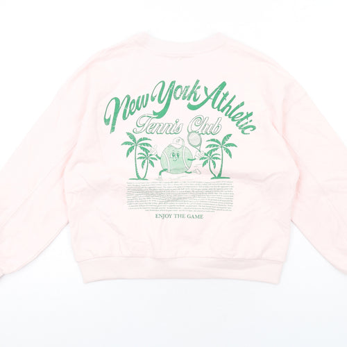 Marks and Spencer Girls Pink Cotton Pullover Sweatshirt Size 10-11 Years Pullover - New York Athletic