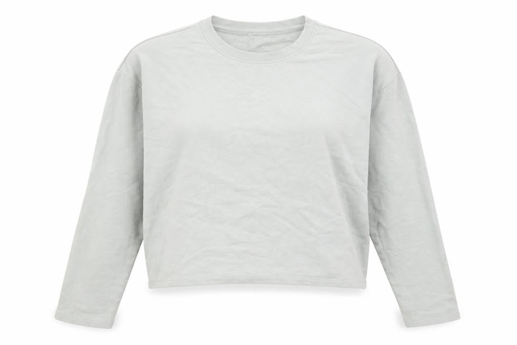 Front view of H&M women’s grey cotton pullover sweatshirt, size L, pullover