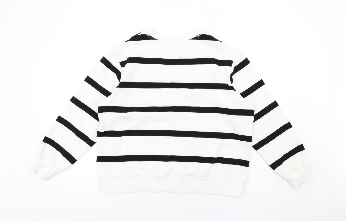 Marks and Spencer Womens White Striped Cotton Full Zip Sweatshirt Size 14 Pullover