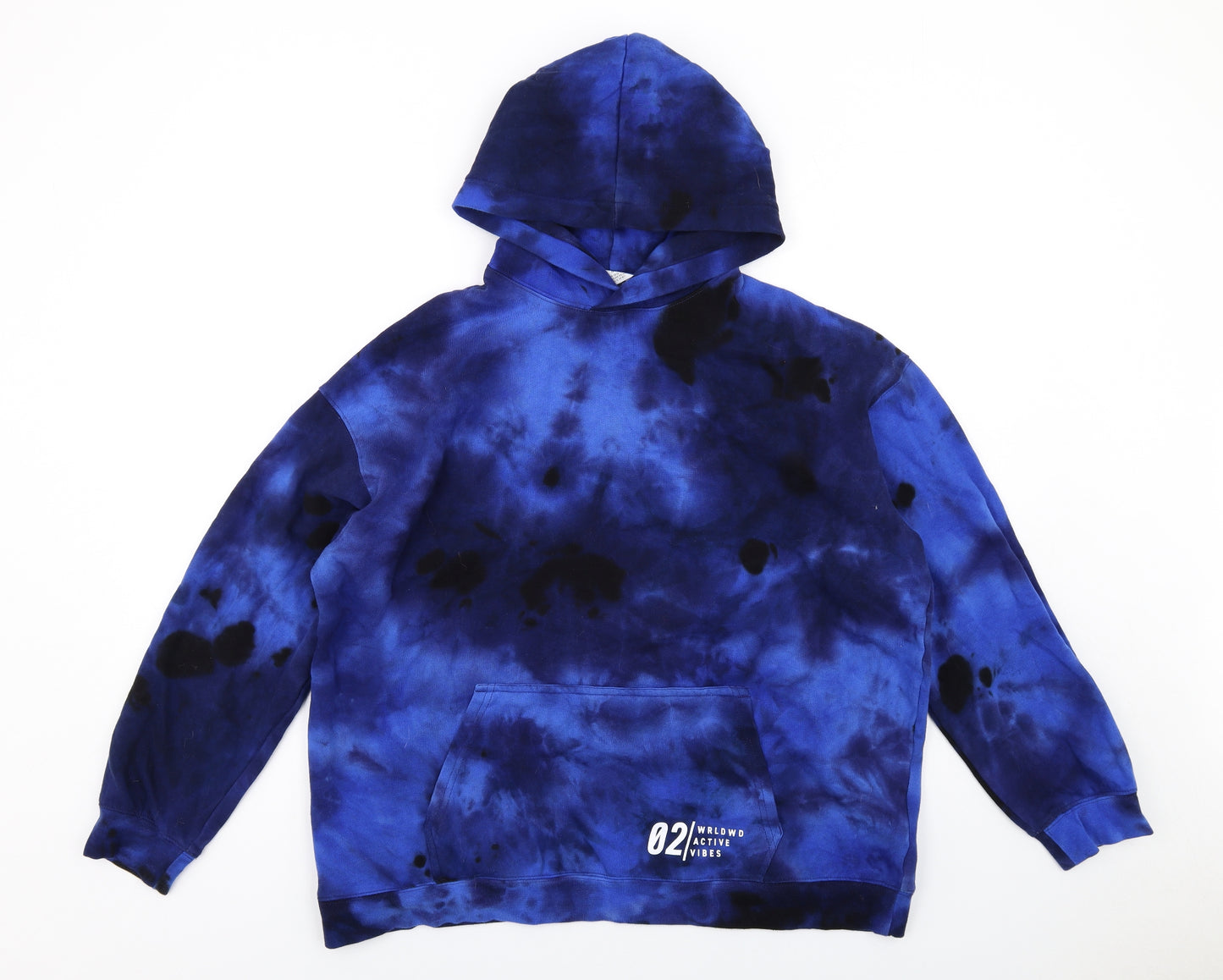 H&M Boys Blue Cotton Pullover Hoodie Size 14-15 Years Pullover - Tie Dye