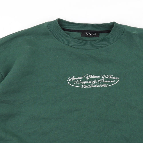 Boohoo Mens Green Cotton Pullover Sweatshirt Size M