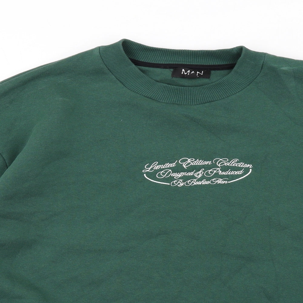 Boohoo Mens Green Cotton Pullover Sweatshirt Size M