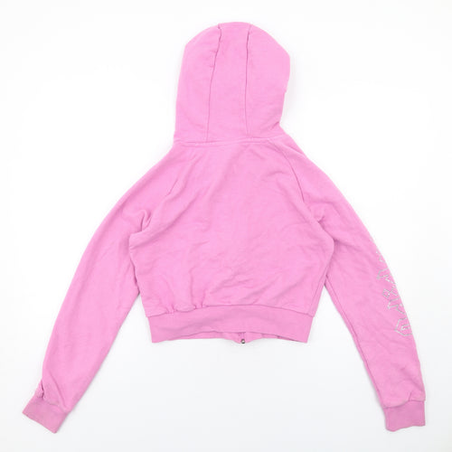 adidas Womens Pink Cotton Full Zip Hoodie Size 10 Zip