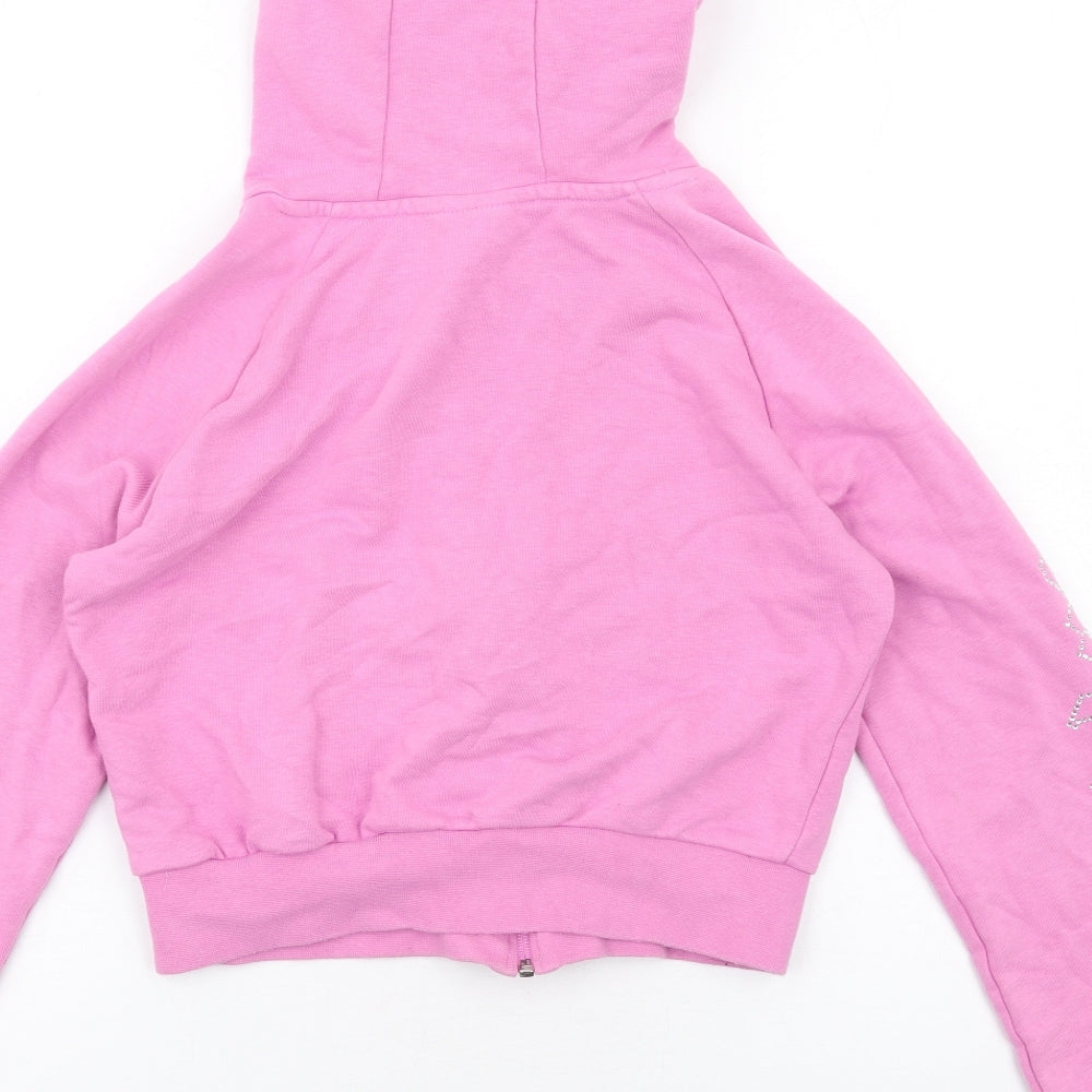 adidas Womens Pink Cotton Full Zip Hoodie Size 10 Zip