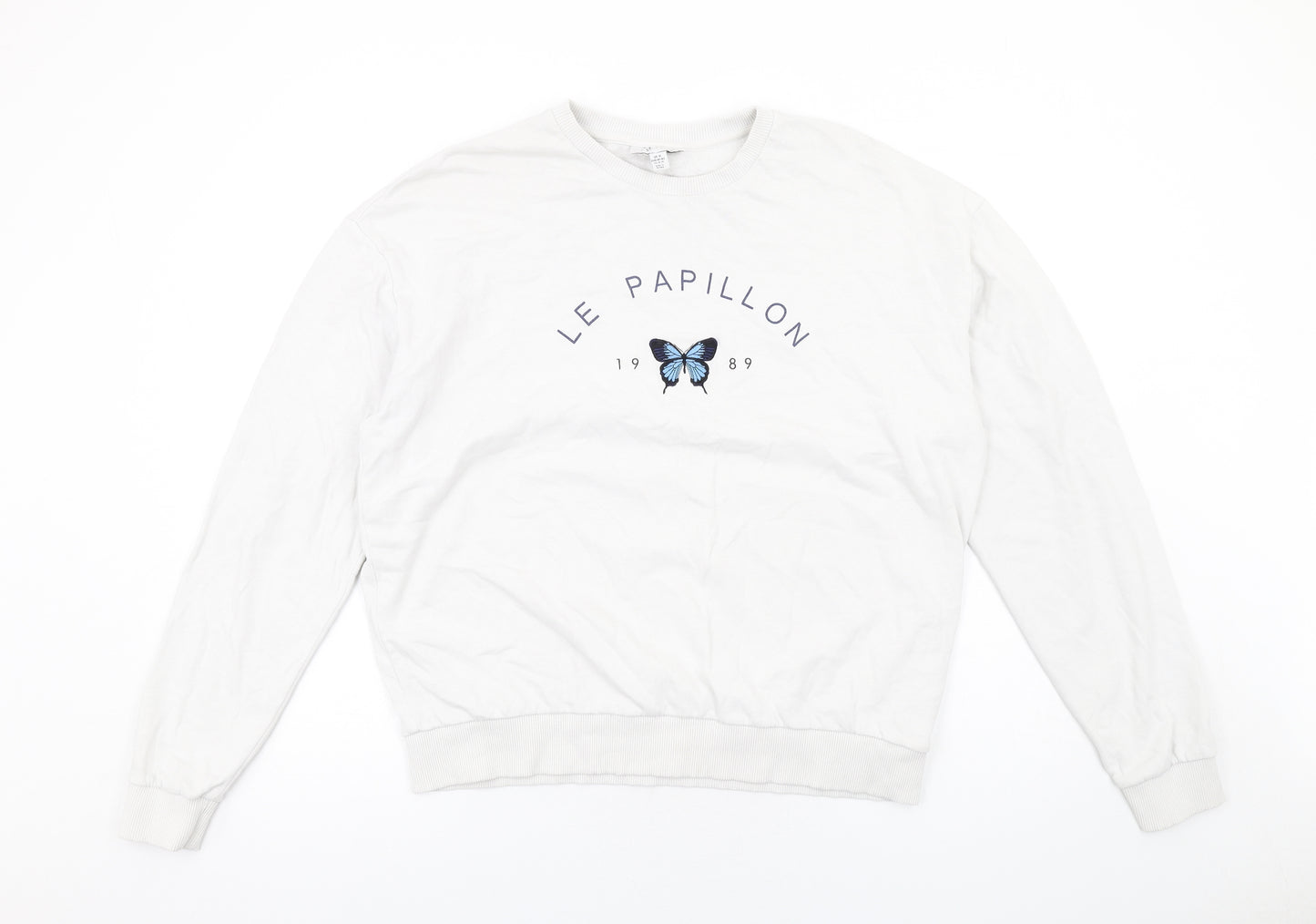 Topshop Womens White Cotton Pullover Sweatshirt Size M Pullover - Le Papillon