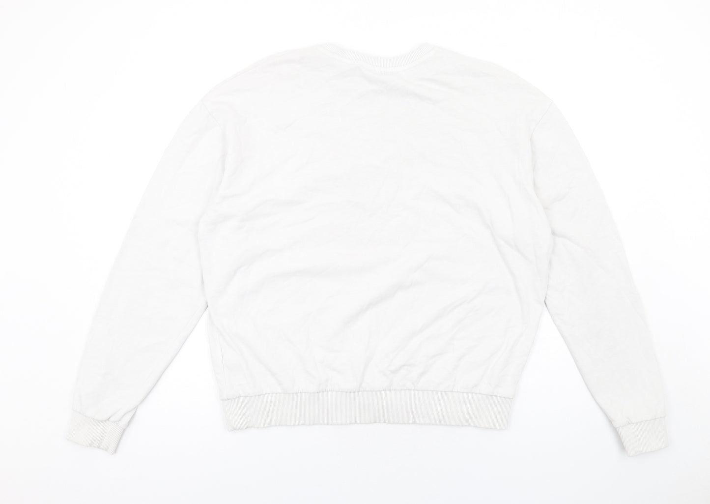 Topshop Womens White Cotton Pullover Sweatshirt Size M Pullover - Le Papillon