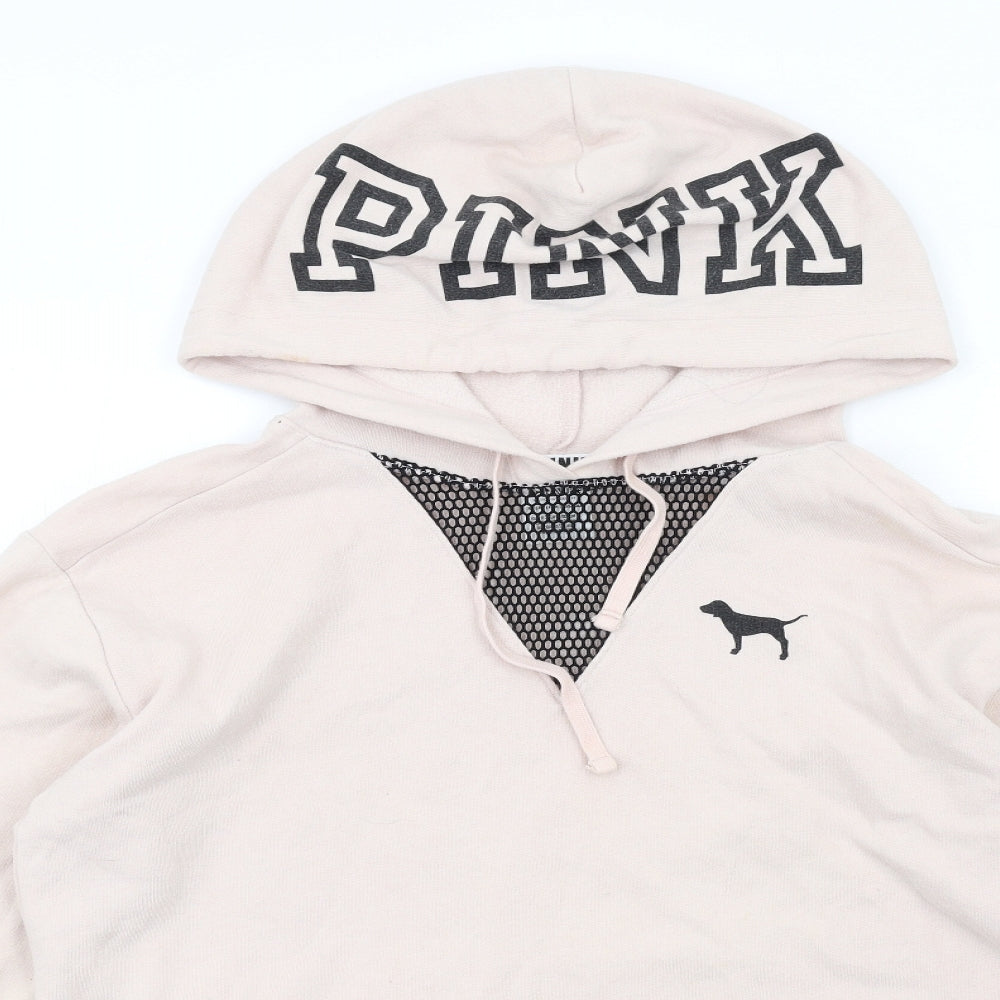 PINK Womens Pink Cotton Pullover Hoodie Size XS Pullover